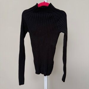Zara Kids Black Ribbed Long Sleeve Top size10